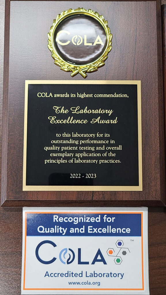 COLA lab excellence Award